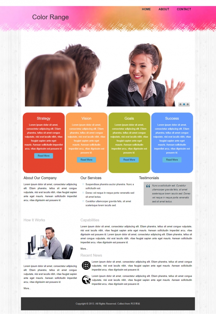 彩色背景幻灯的商务企业网站模板下载