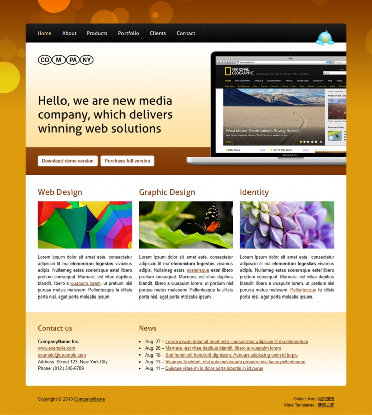 大图渐变橙色的设计行业网站模板下载