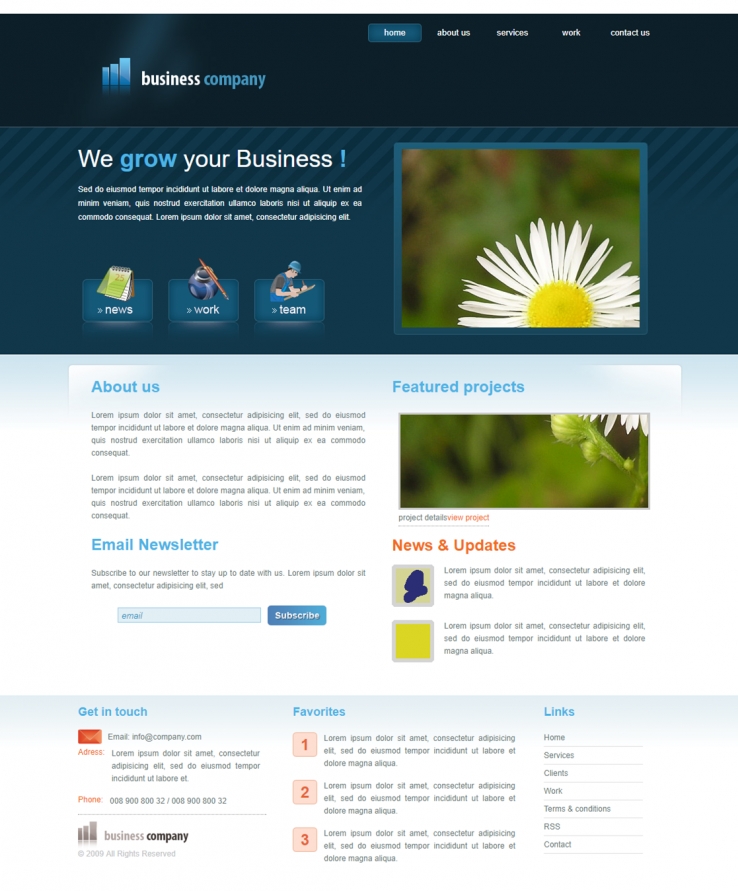 蓝色硬朗风的商务企业网站模板下载