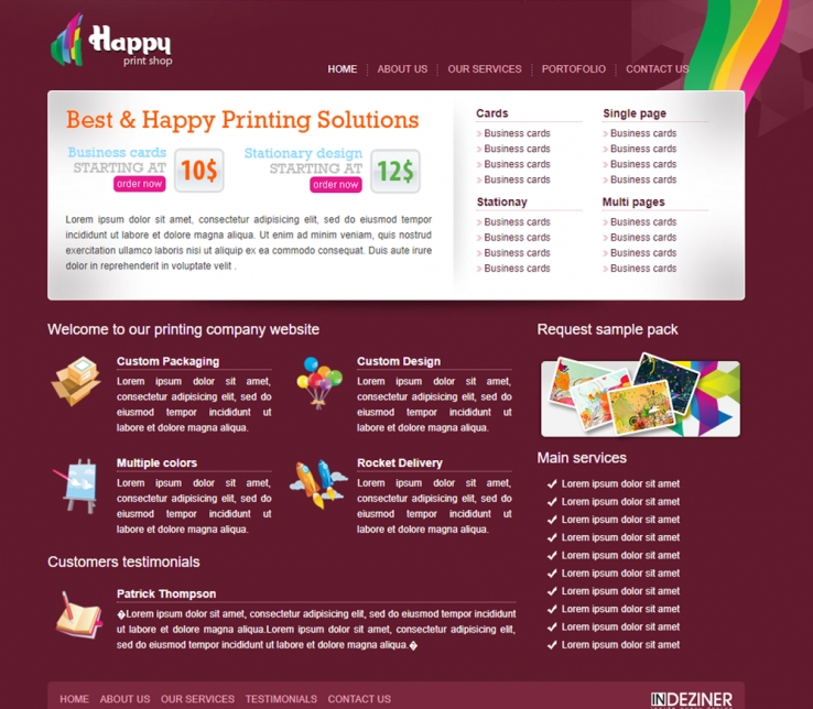 紫色多彩风的画室培训企业网站模板下载