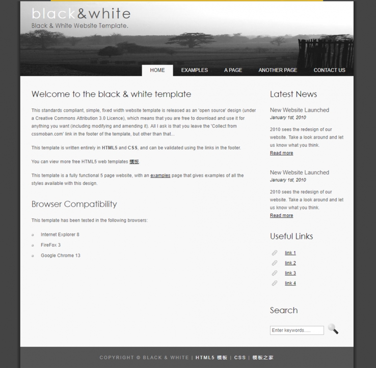 黑白森林简洁的博客网站模板下载