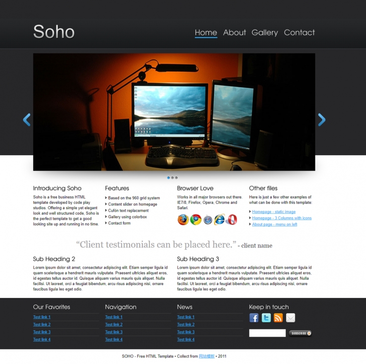 黑色大图风格的SOHO工作室企业网站模板下载