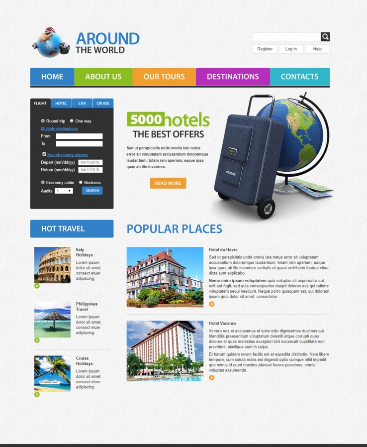 多彩纯色的旅游类企业网站模板下载