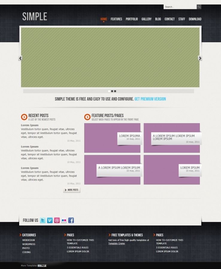 黑色斜纹幻灯简洁干净的企业网站模板下载