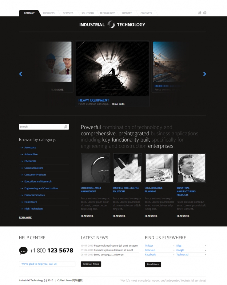 黑色大图幻灯漂亮的企业网站模板下载