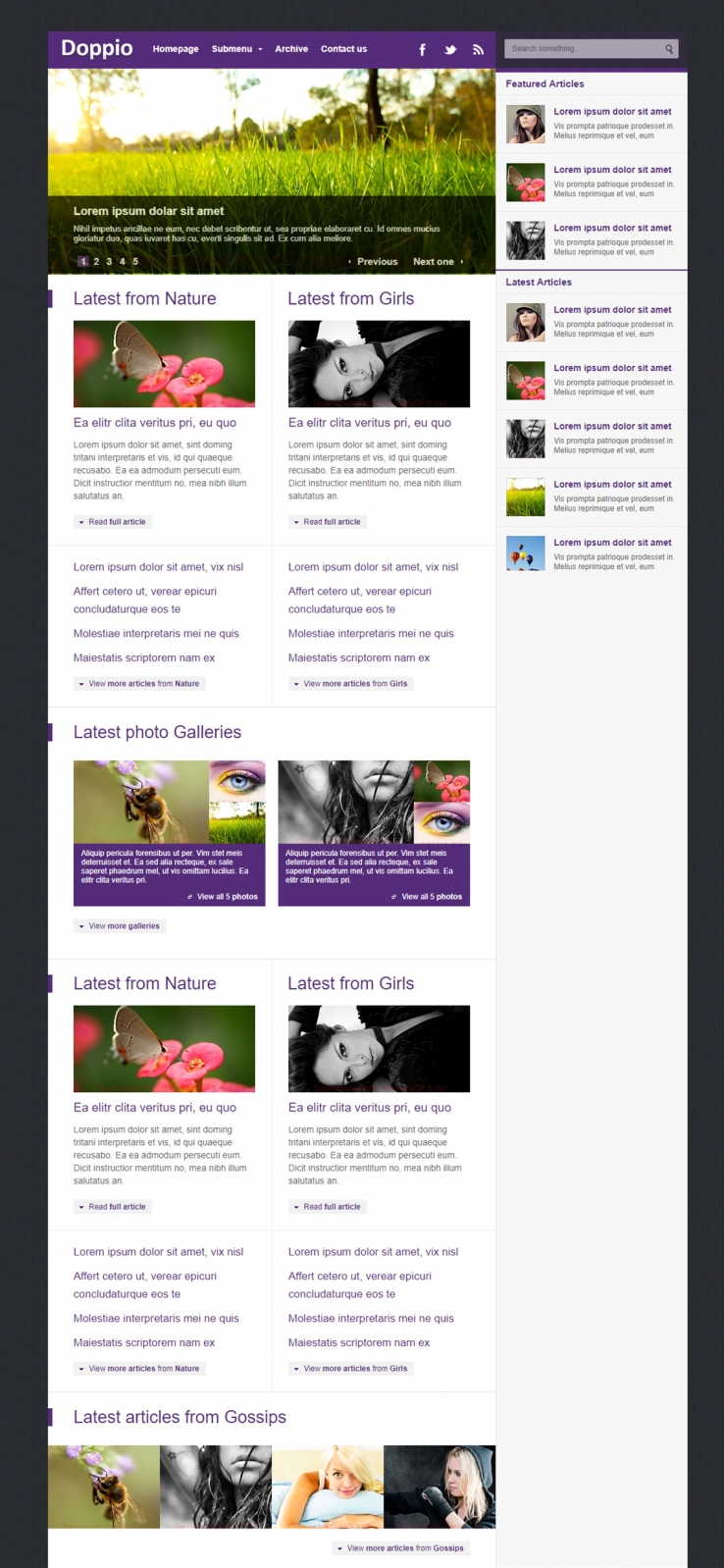 紫色简洁大气扁平化风格的摄影网站模板下载