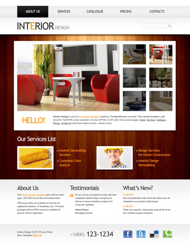 漂亮木纹背景的家居家装企业网站模板下载