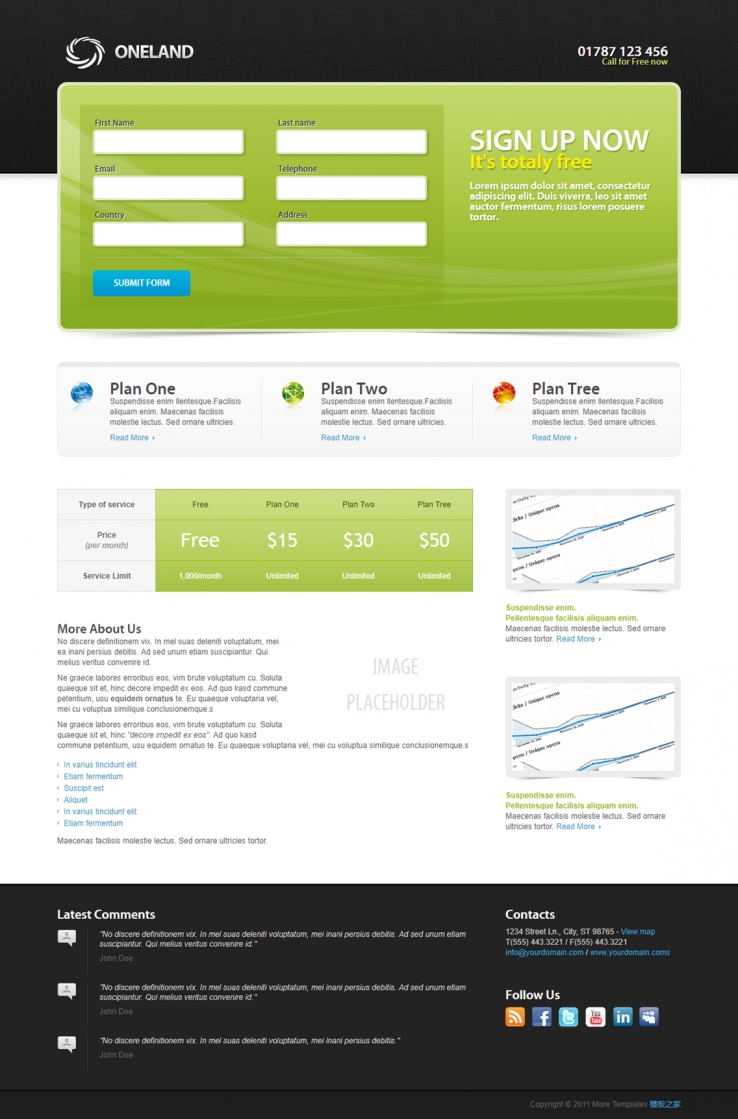 绿色简洁风的表单提交商务网站模板下载