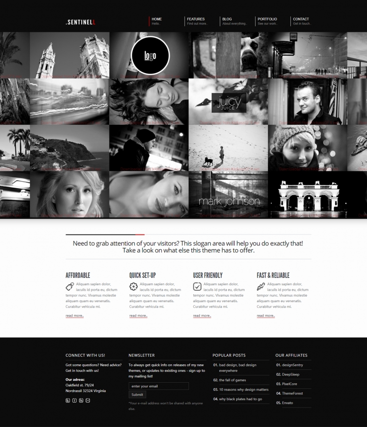 黑色大气的摄影师图片展示网站模板下载