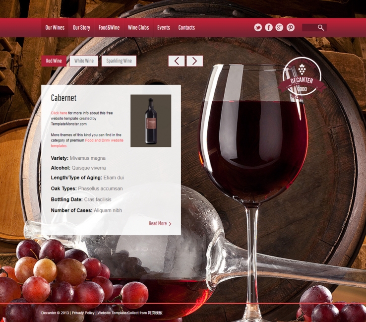 红色大气的红酒企业网站模板下载