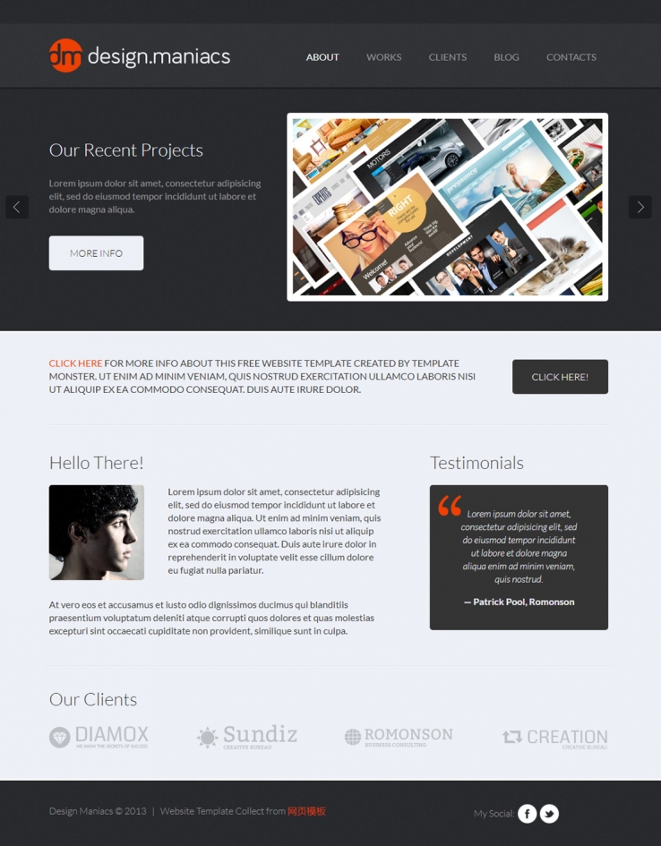 黑色质感大气的设计企业网站模板下载