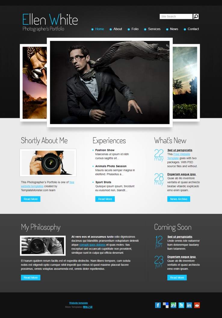漂亮黑色3D幻灯的摄影展示企业网站模板下载