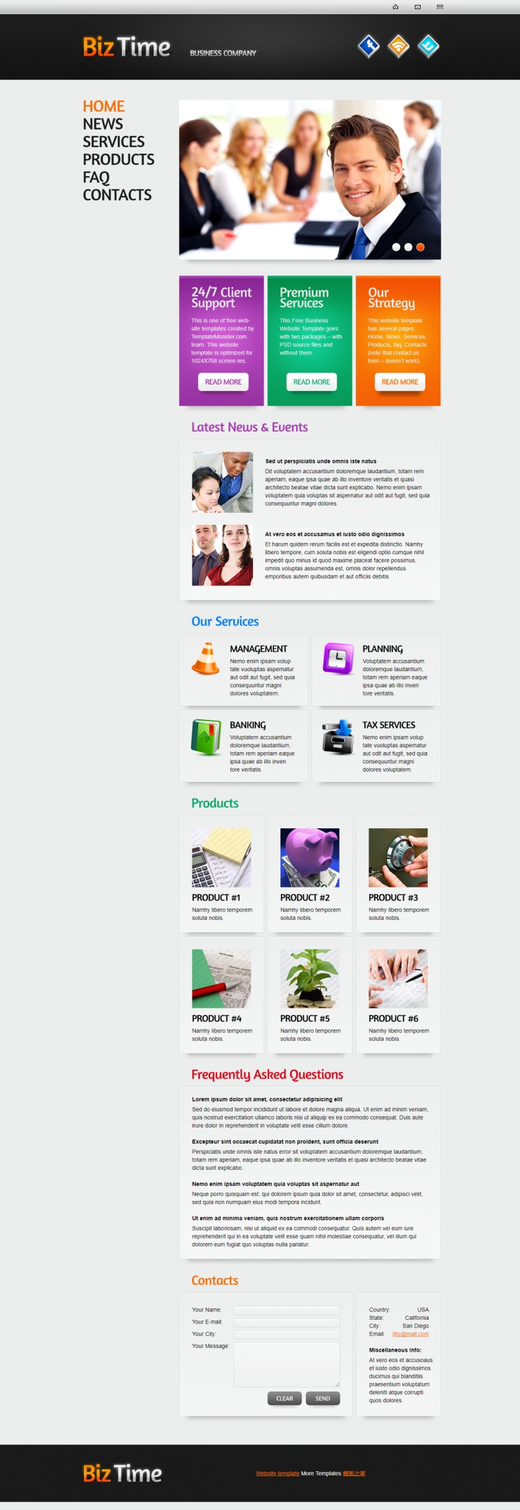 简洁黑色大图幻灯的商务企业网站模板下载