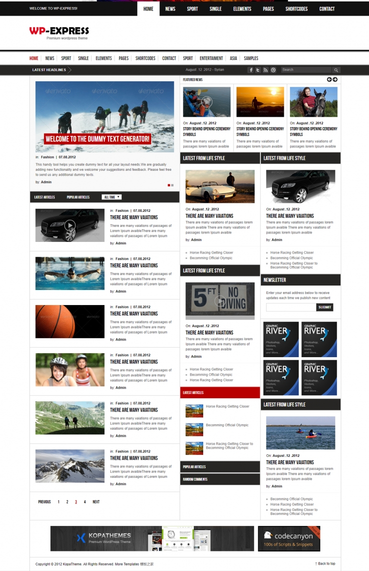 宽屏黑色风格的新闻杂志门户网站模板下载