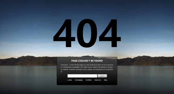 风光背景的404错误网页模板下载