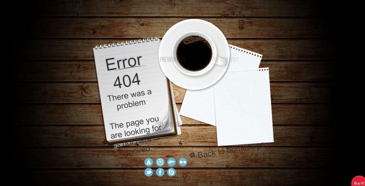 个性咖啡背景的404错误页模板下载