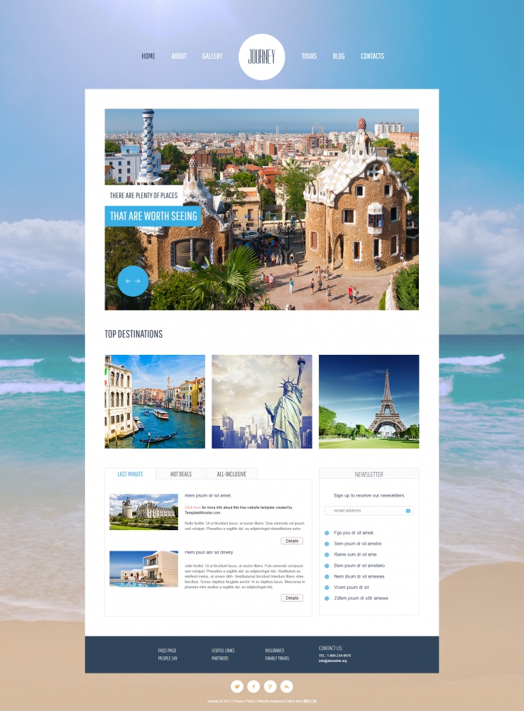 非常漂亮大气的旅游休闲企业网站模板下载