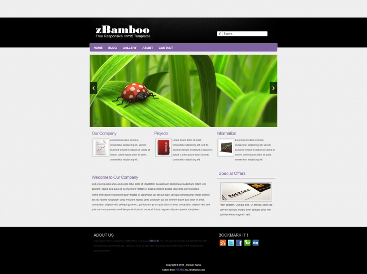 紫色幻灯效果的企业网站模板下载
