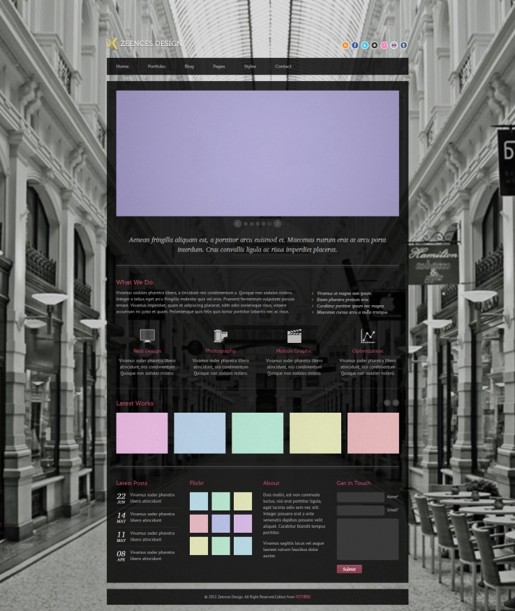 透明黑色精品的设计企业网站模板下载