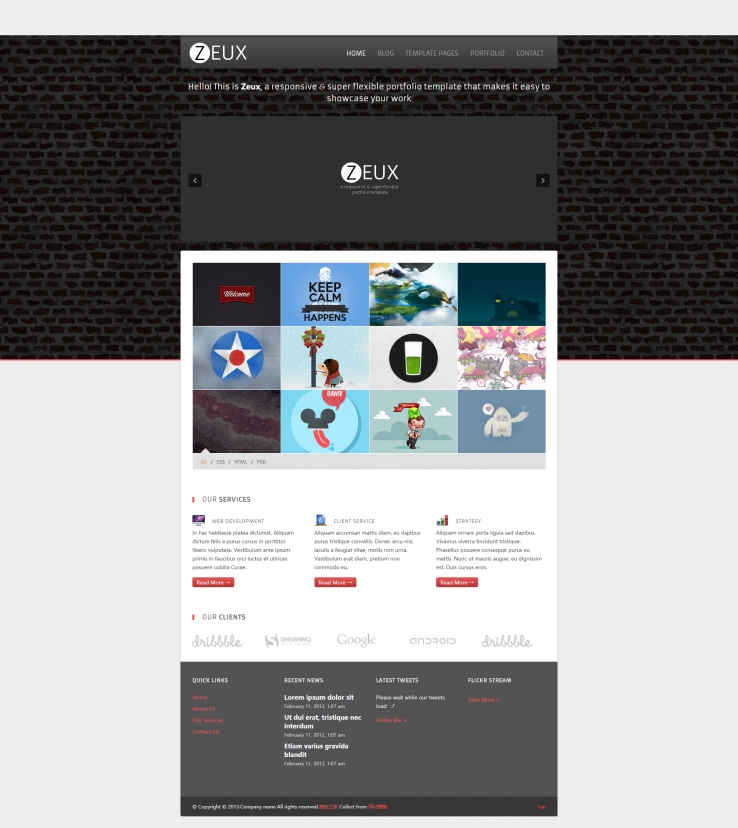 黑色个性的平面设计师作品展示网站模板下载