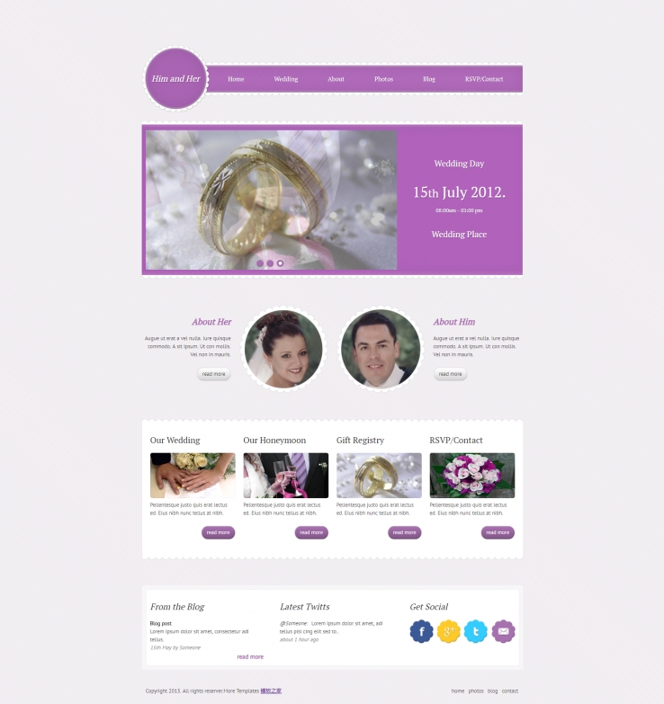 紫色漂亮的恋爱结婚网站模板下载