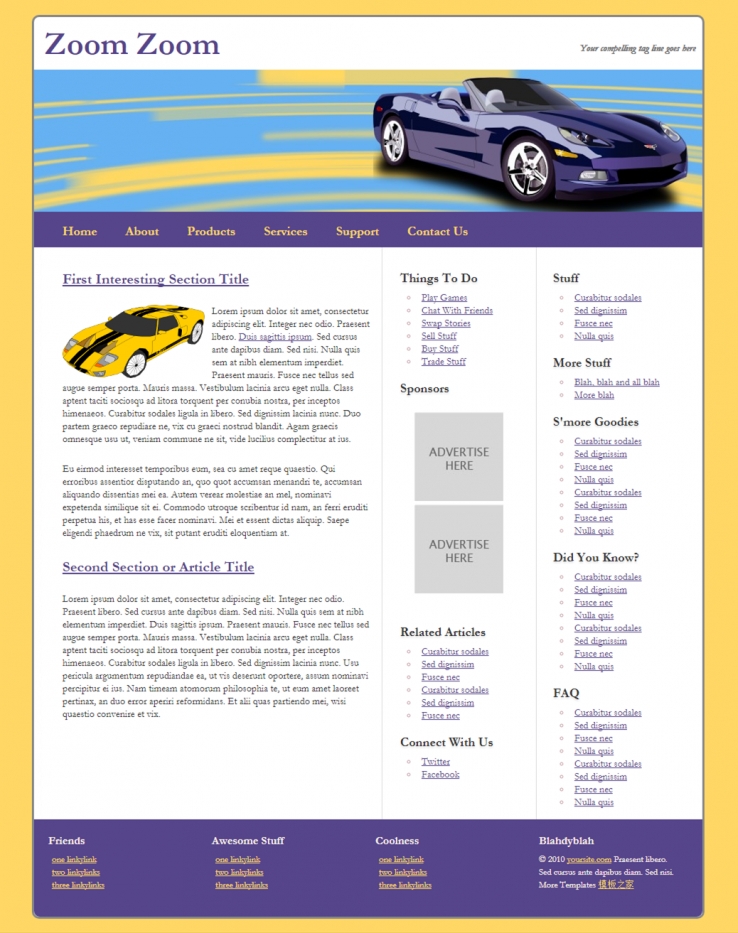 简单三栏式的汽车专题网站模板下载