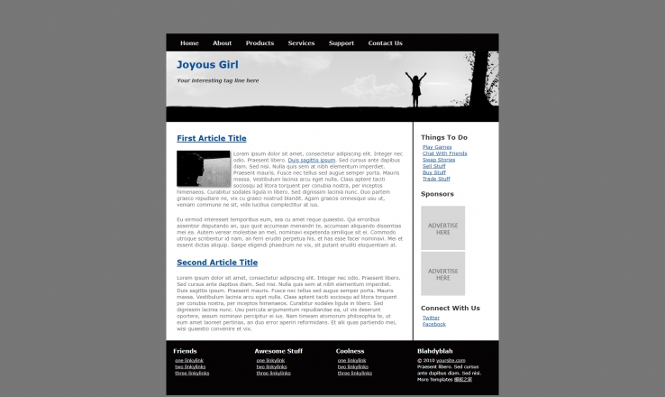 黑色寂静的个性博客网站模板下载