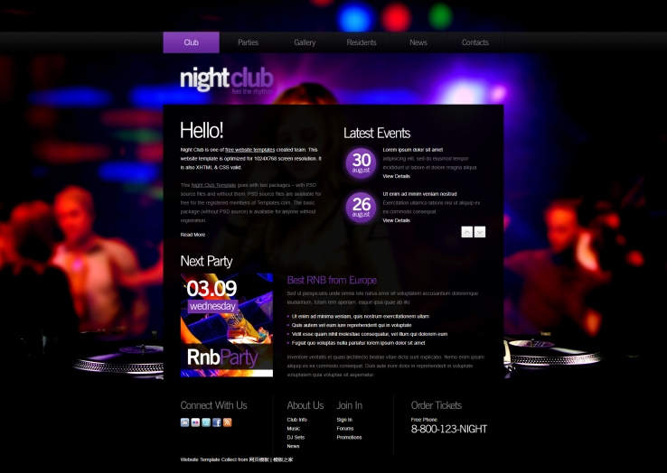 紫色魅惑漂亮的夜场俱乐部网站模板下载