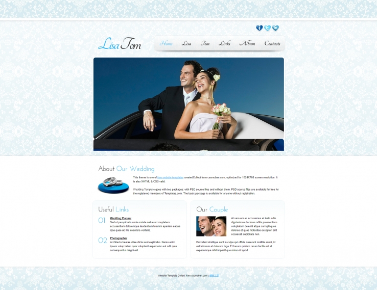 大气优雅风的婚纱摄影企业网站模板下载