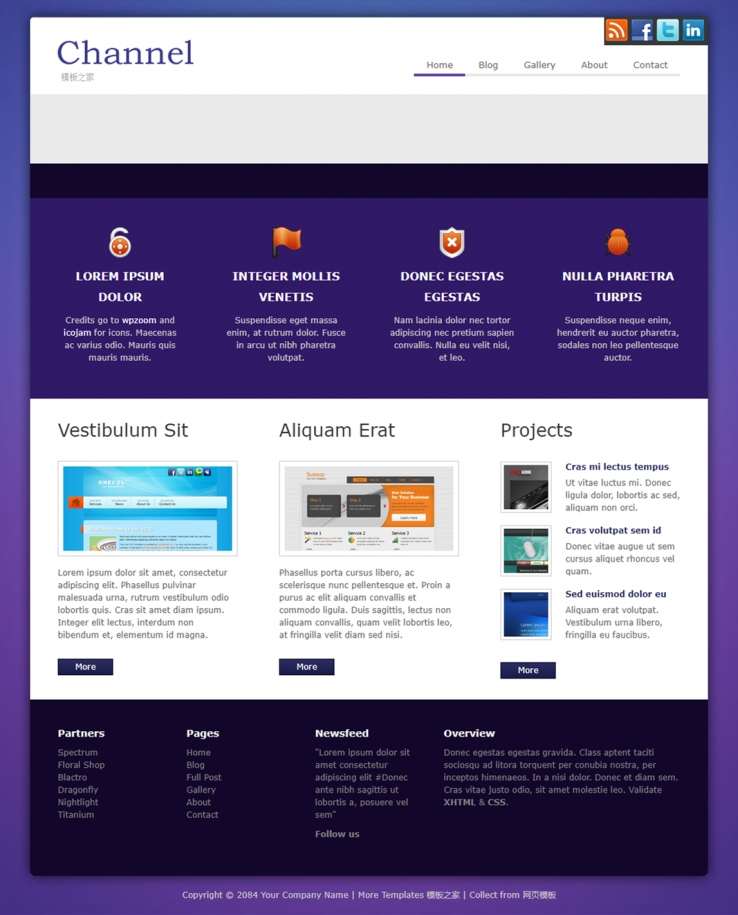 紫色幻灯大气的企业官网整站模板下载
