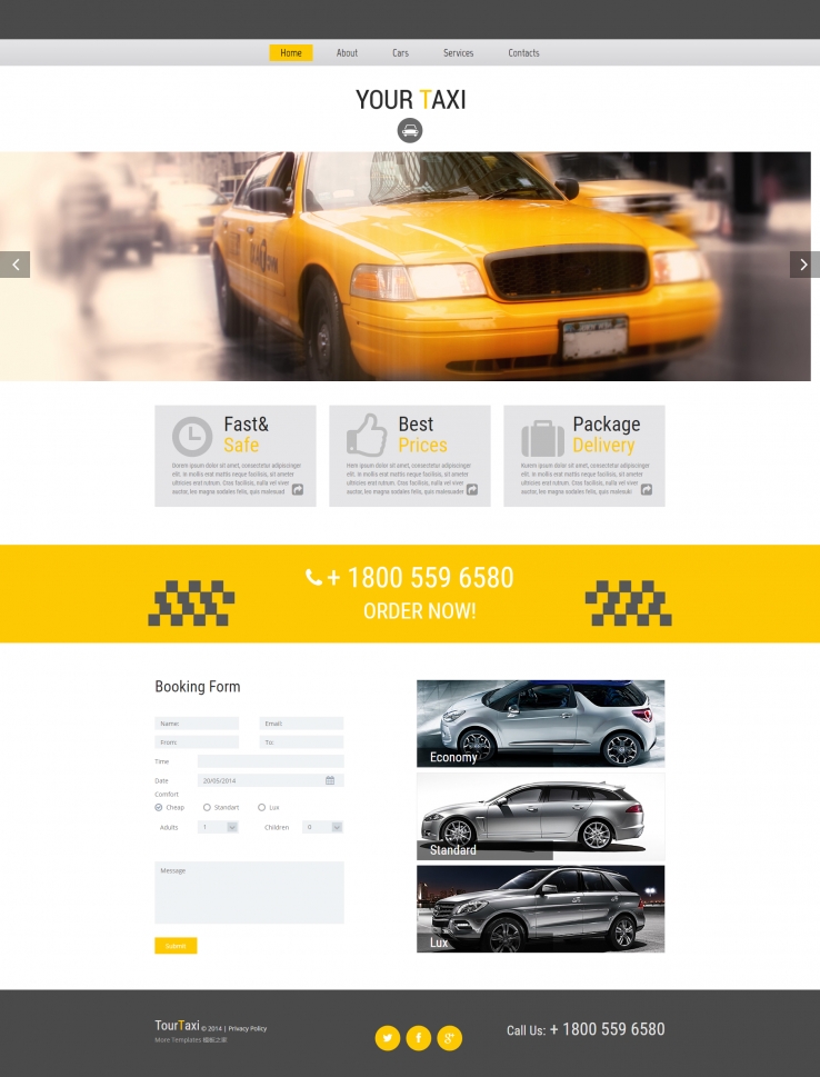 黄色大气宽屏的汽车展示专题网站模板下载
