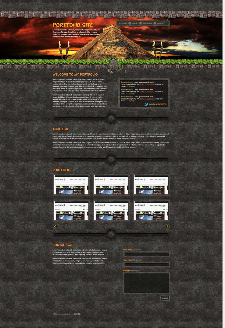 棕色个性复古金字塔背景的游戏网站模板下载