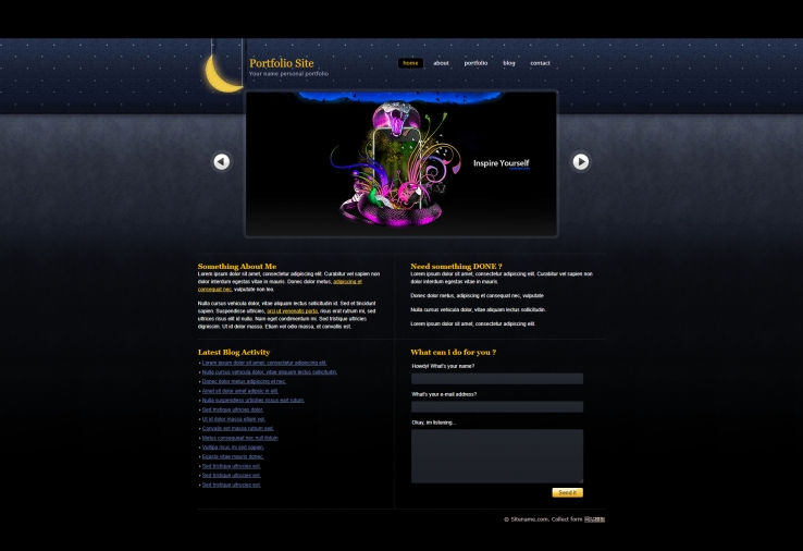 蓝色可爱月亮背景的童话展示网站模板下载