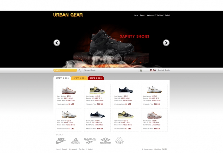 精品漂亮的运动鞋购物商城网站模板下载