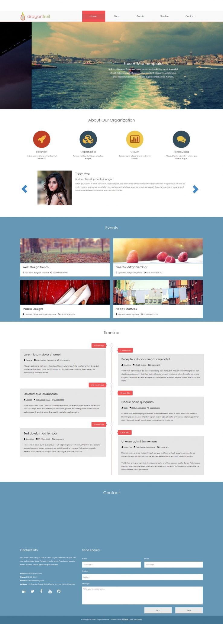 红色全屏扁平化的互联网科技企业网站模板下载