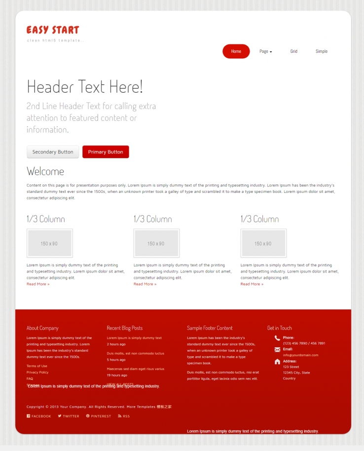 圆角宽屏红色简洁的企业网站模板下载