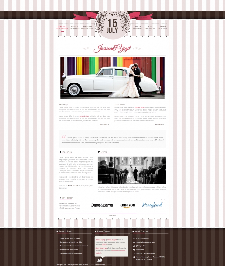 棕色可爱的婚庆礼仪公司企业网站模板下载
