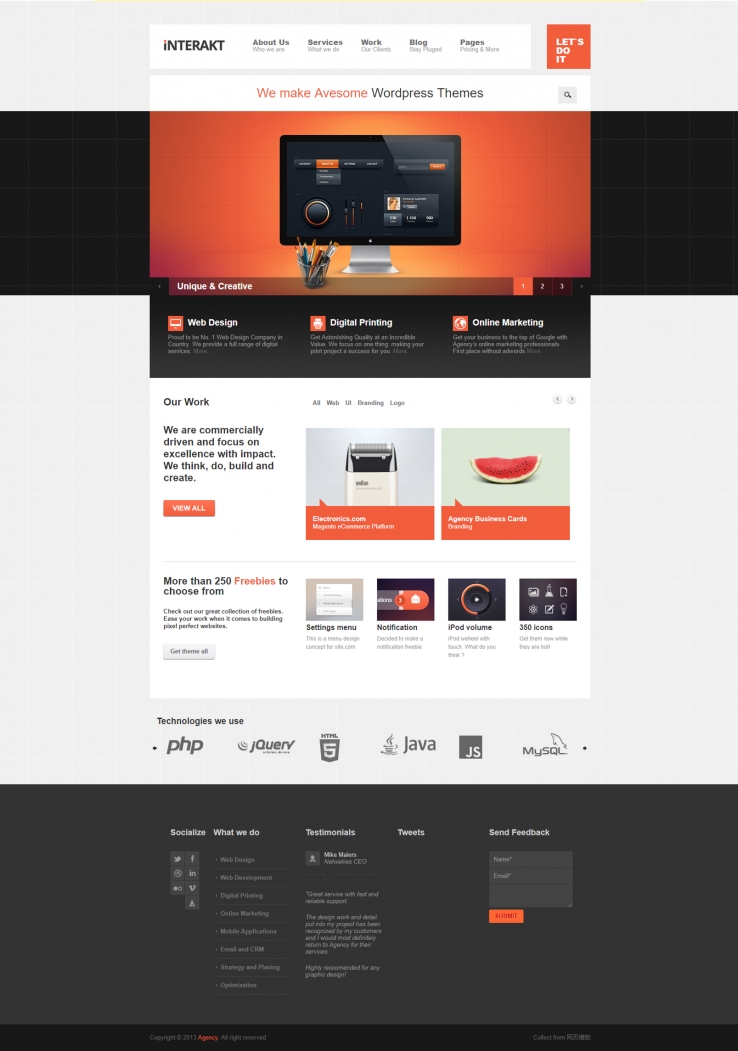 橙色大图幻灯的平面设计公司企业网站模板下载