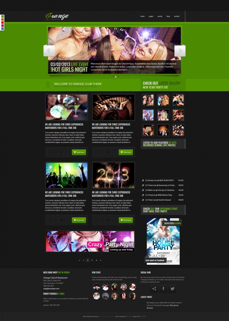 绿色响应式的娱乐会所博客网站模板下载
