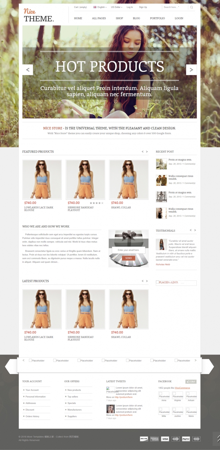 漂亮简洁大图的时尚服装购物商城企业网站模板下载