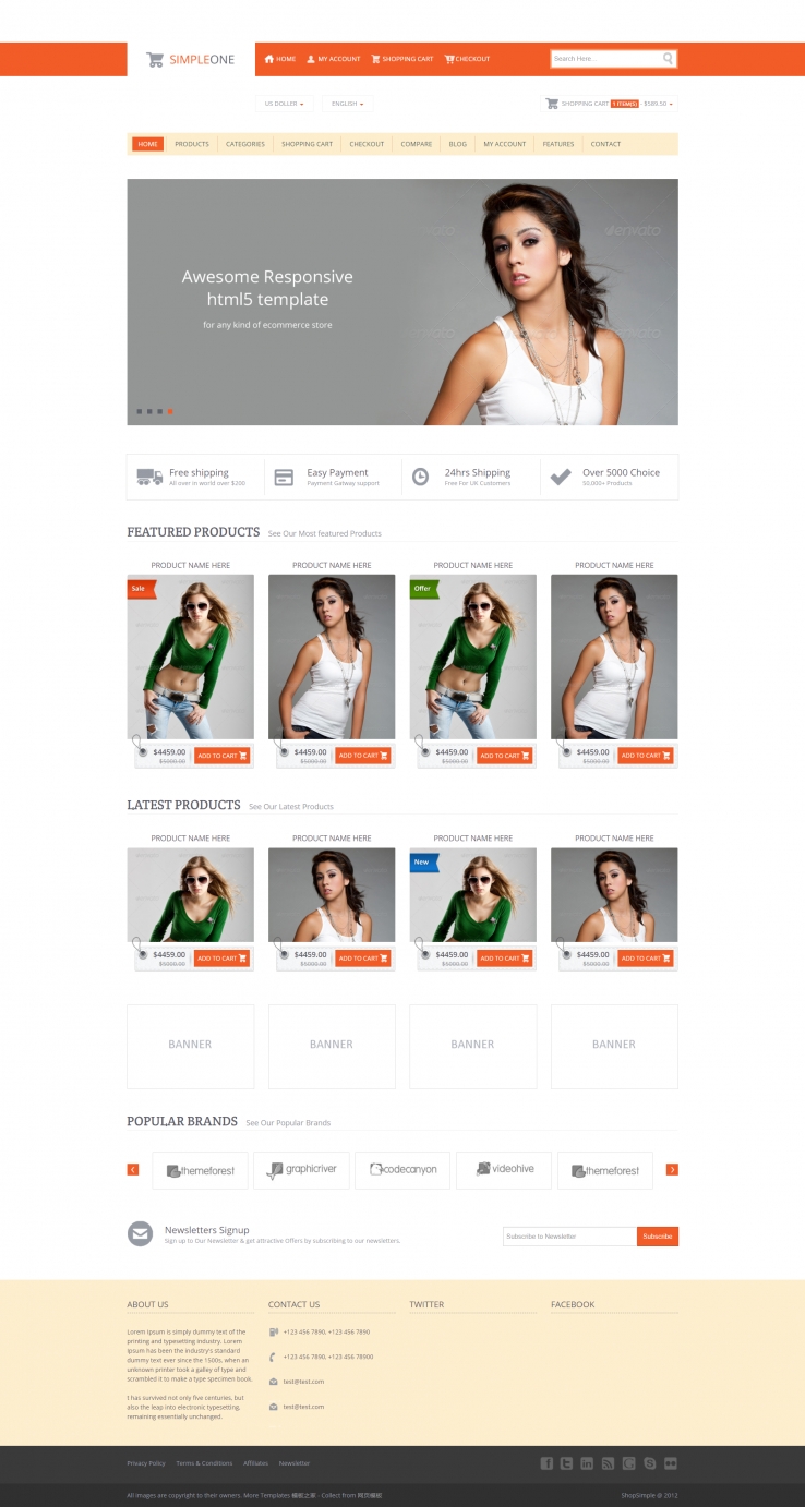 橙色响应式的服装网购商城企业网站模板下载
