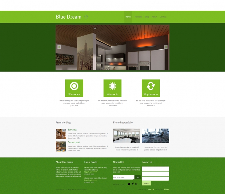 绿色清晰的度假酒店宾馆企业网站模板下载