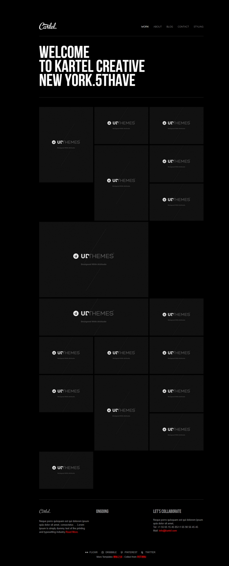 黑色简单的平面设计公司案例展示网站模板下载