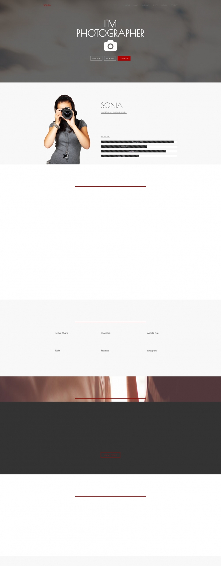 红色简洁大气的摄影之家网站模板下载