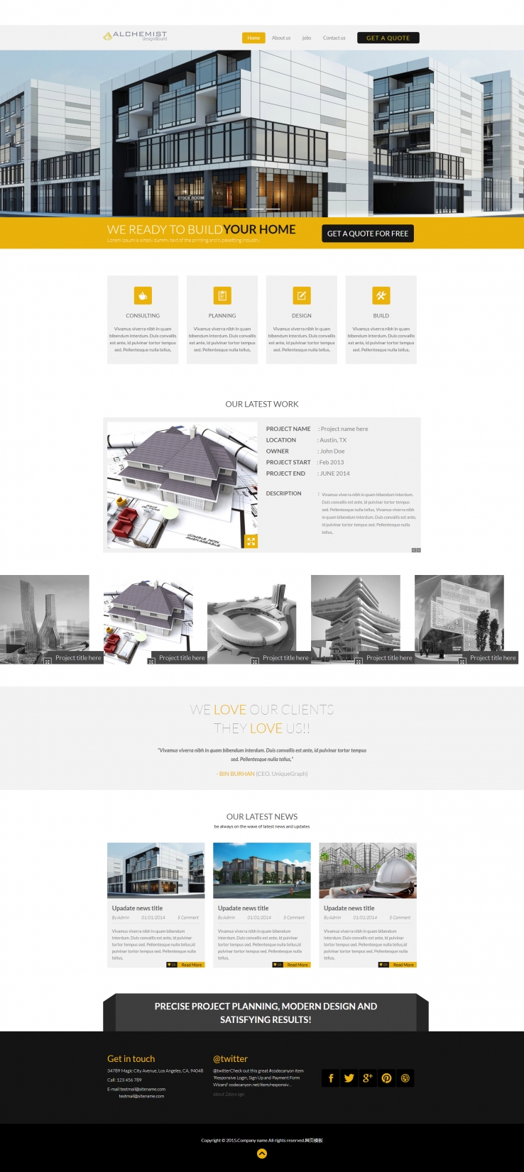 漂亮宽屏的建筑工程企业网站模板下载