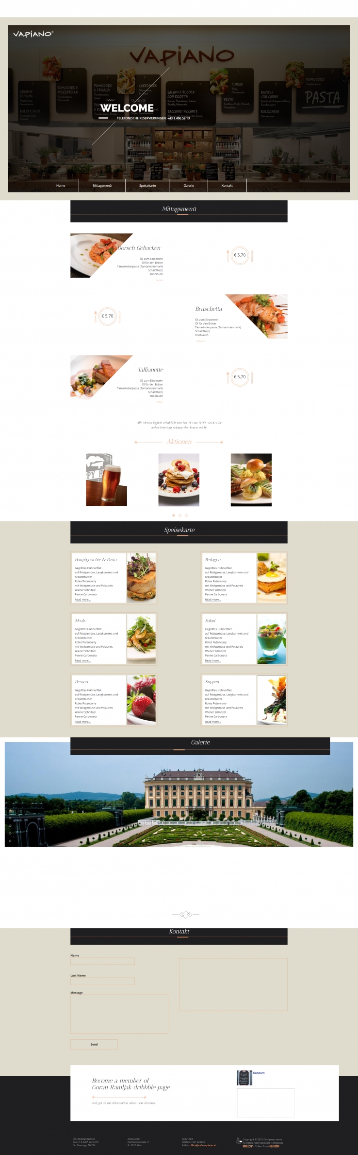 漂亮大气的美食客西餐厅企业网站模板下载