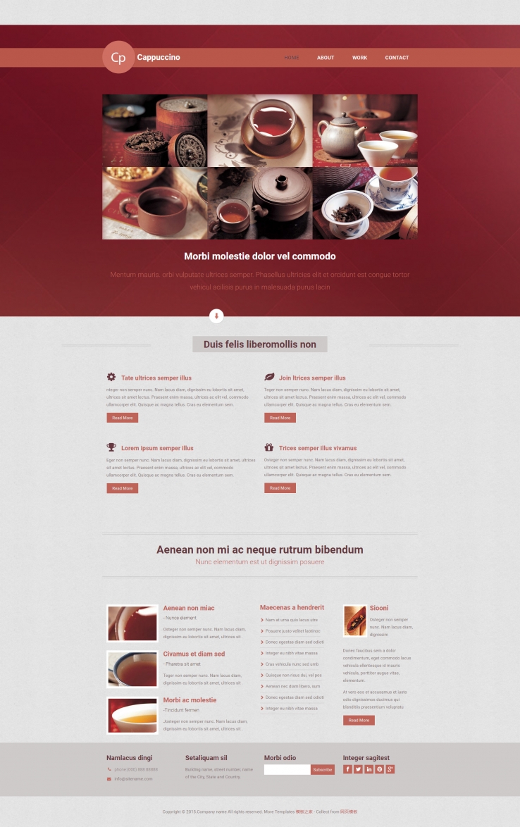棕红色大气的品茶休闲茶具文化网站模板下载