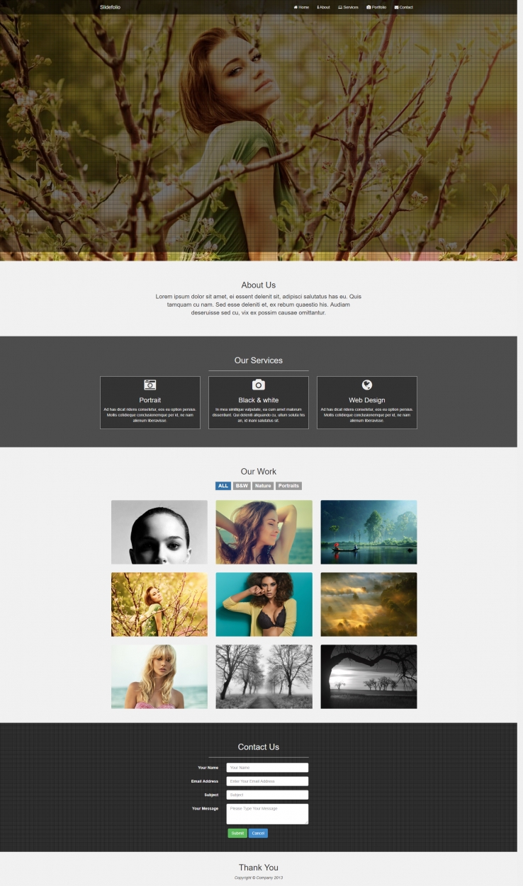 黑色全屏幻灯背景的模特摄影企业网站模板下载