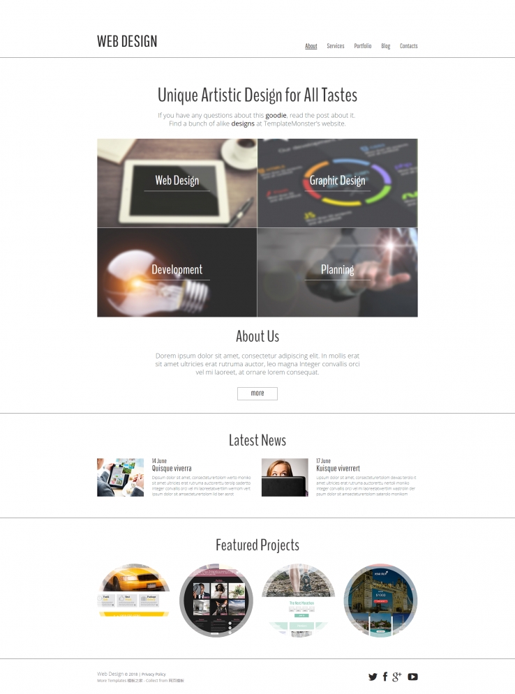 极简设计风的设计企业网站模板下载