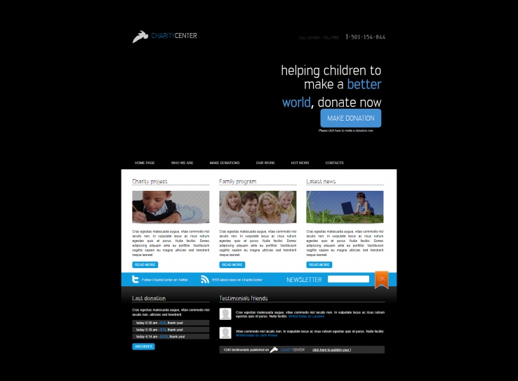 黑色简单的儿童教育培训机构网页模板下载